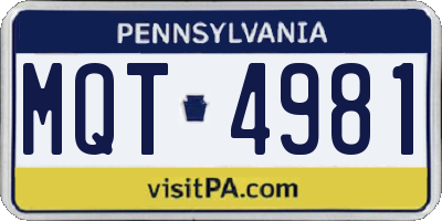 PA license plate MQT4981