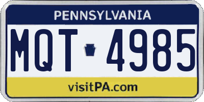 PA license plate MQT4985
