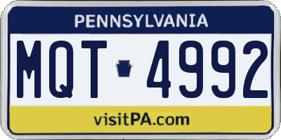 PA license plate MQT4992