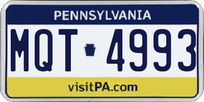 PA license plate MQT4993