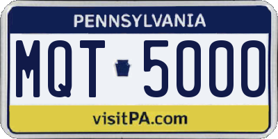 PA license plate MQT5000