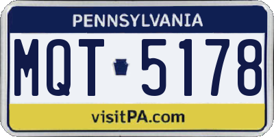 PA license plate MQT5178