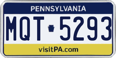 PA license plate MQT5293