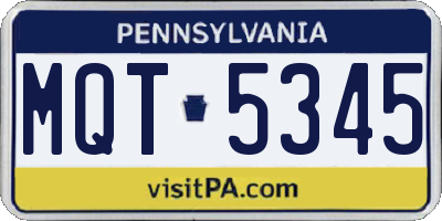 PA license plate MQT5345