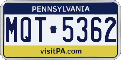 PA license plate MQT5362