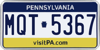 PA license plate MQT5367