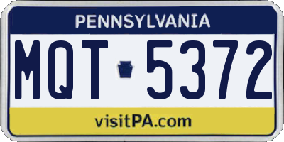 PA license plate MQT5372