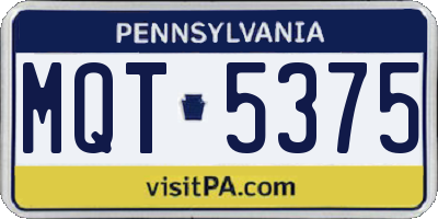 PA license plate MQT5375