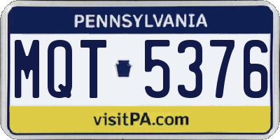 PA license plate MQT5376