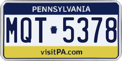 PA license plate MQT5378