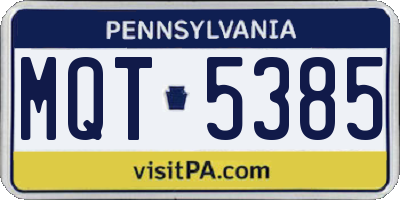 PA license plate MQT5385