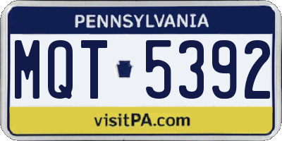 PA license plate MQT5392