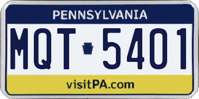 PA license plate MQT5401