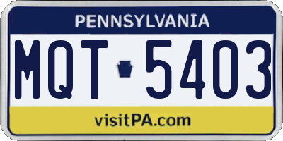PA license plate MQT5403