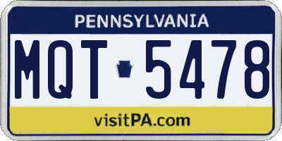 PA license plate MQT5478