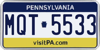 PA license plate MQT5533