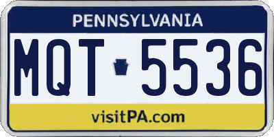 PA license plate MQT5536