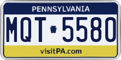PA license plate MQT5580