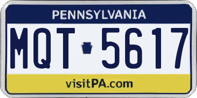 PA license plate MQT5617