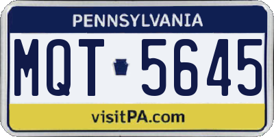 PA license plate MQT5645