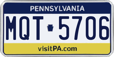 PA license plate MQT5706