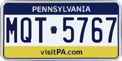 PA license plate MQT5767