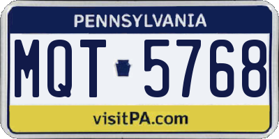 PA license plate MQT5768