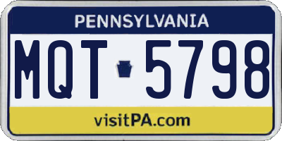 PA license plate MQT5798