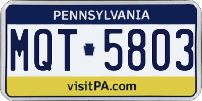 PA license plate MQT5803