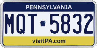 PA license plate MQT5832