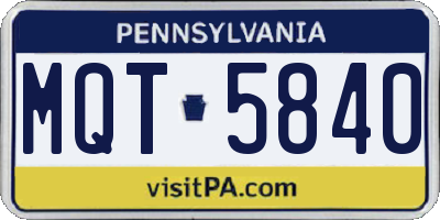 PA license plate MQT5840