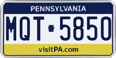 PA license plate MQT5850