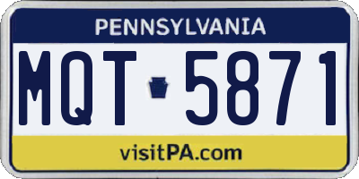 PA license plate MQT5871