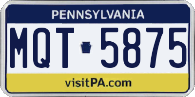 PA license plate MQT5875