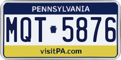 PA license plate MQT5876