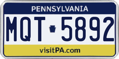 PA license plate MQT5892
