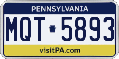 PA license plate MQT5893