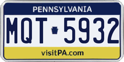 PA license plate MQT5932