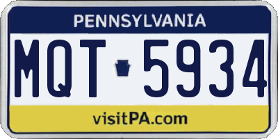 PA license plate MQT5934
