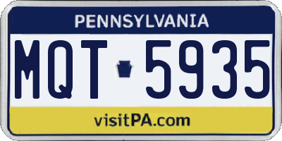 PA license plate MQT5935