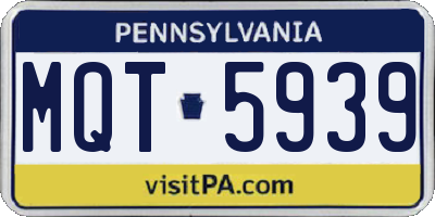 PA license plate MQT5939