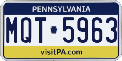 PA license plate MQT5963