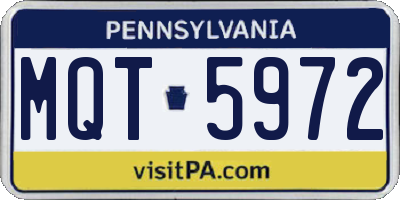 PA license plate MQT5972