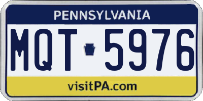 PA license plate MQT5976
