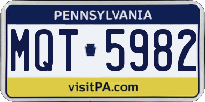 PA license plate MQT5982