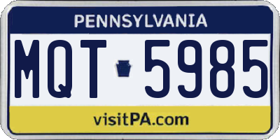 PA license plate MQT5985