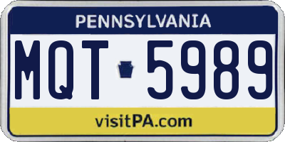 PA license plate MQT5989