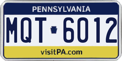 PA license plate MQT6012
