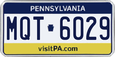 PA license plate MQT6029
