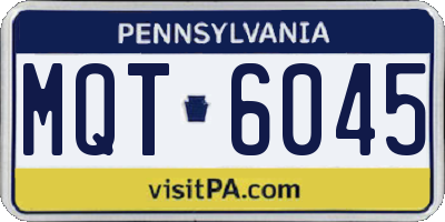 PA license plate MQT6045
